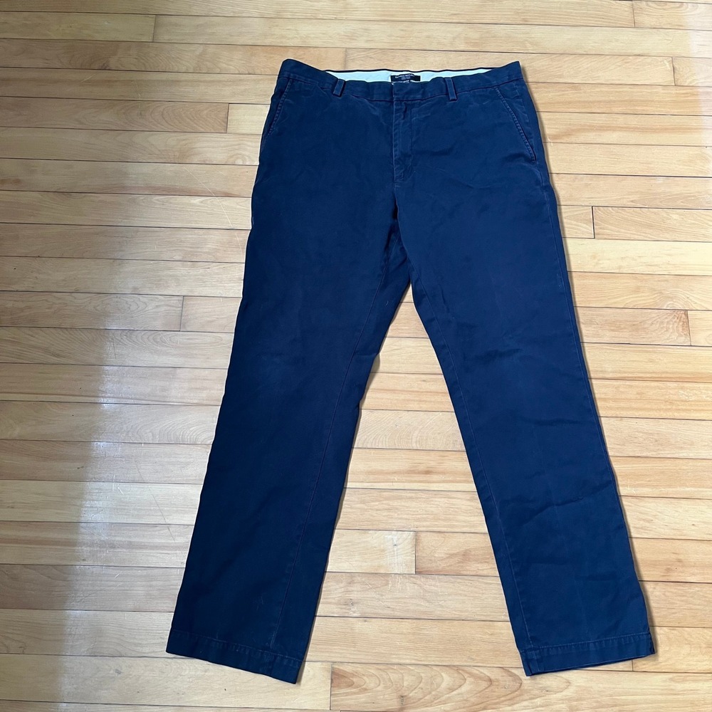 Banana Republic Aiden Chino Mens 35x32 Navy Blue Slim Fit Cotton Twill Pants